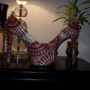 Spiked multi color heels